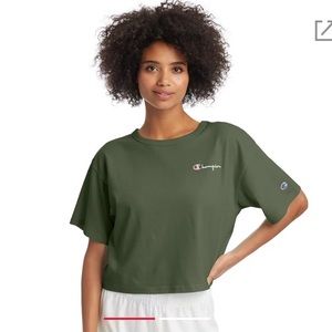 Heritage Cropped Tee, Embroidered Logo